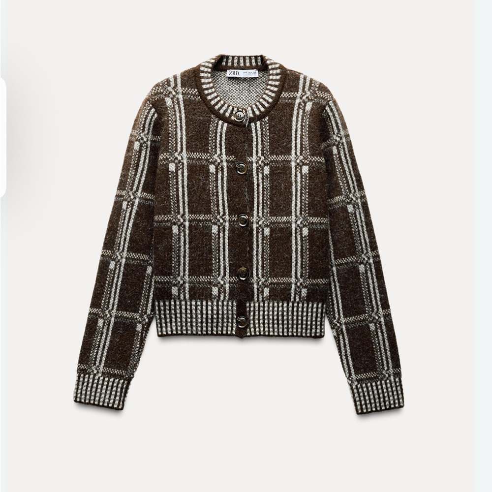 Zara Brown Plaid Women's Sweater